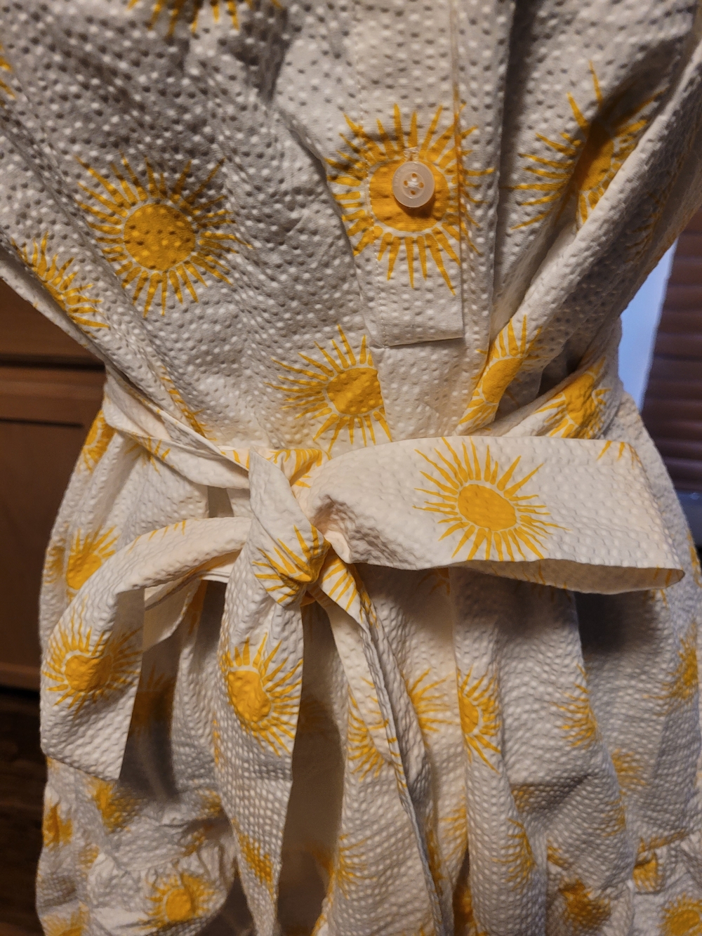 kate spade White and Yellow Sunburst Tie-Waist Mini Dress - Picture 2 of 8